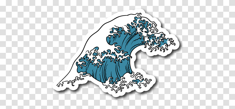 Download Japense Tsunami Wave Symbol Aesthetic Blue Stickers, Plant, Vegetation, Outdoors, Nature Transparent Png