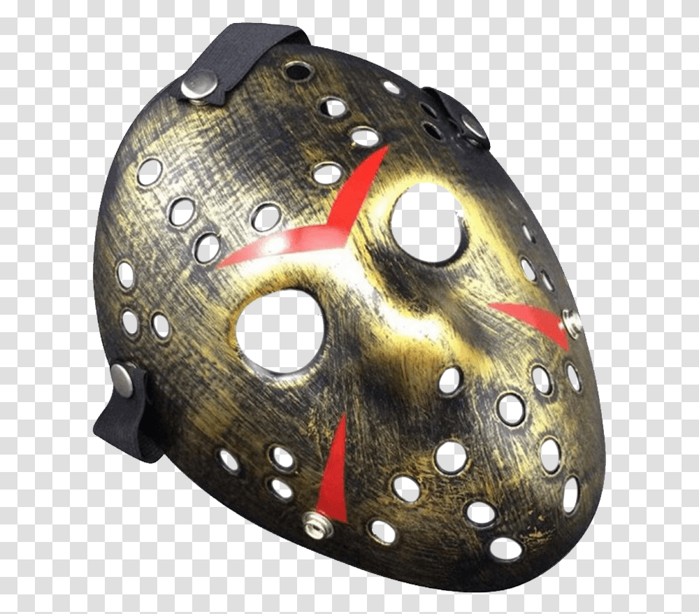 Download Jason Voorhees Mask Freddy Jason Voorhees Gold Mask, Clothing, Apparel, Helmet, Crash Helmet Transparent Png