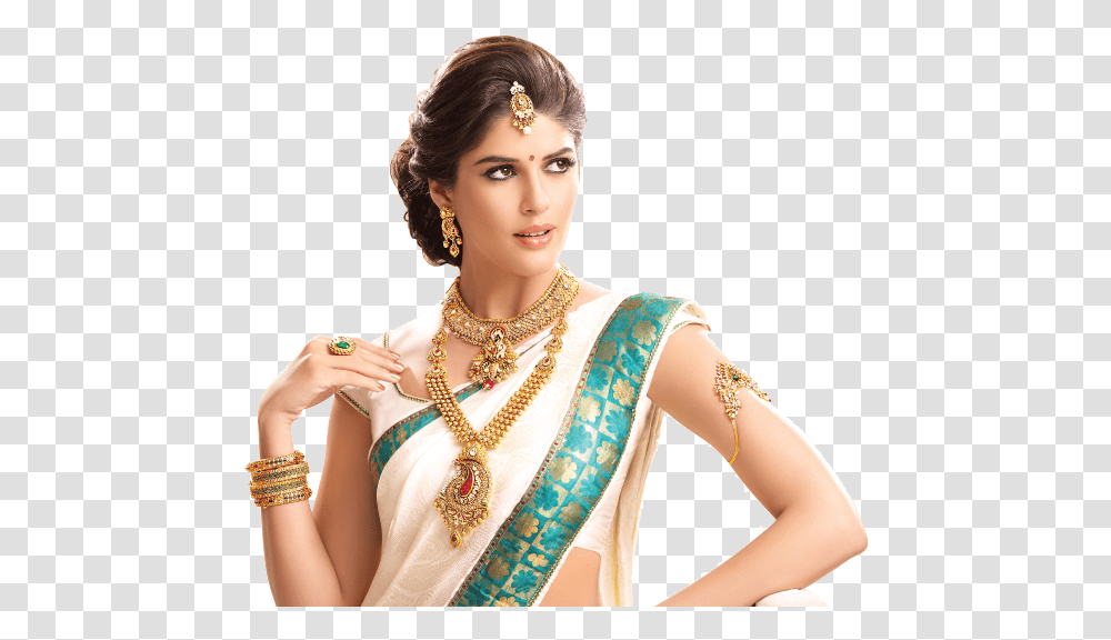 Download Jewellers Ad Gold Jewellery Models, Person, Human, Clothing, Apparel Transparent Png