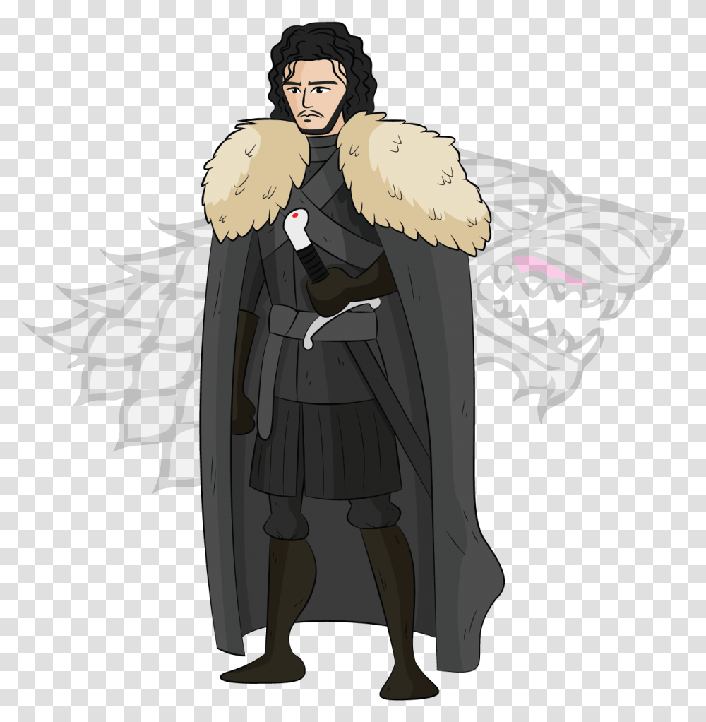 Download Jon Snow Game Of Thrones Winter Is Coming Stark Stark Wappen, Art, Clothing, Apparel, Person Transparent Png