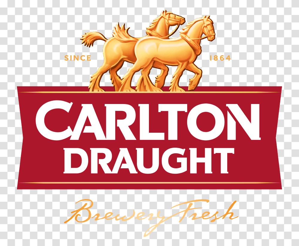 Download Jump To Navigation Me Brewery Fresh Carlton Draught Logo, Advertisement, Poster, Horse, Mammal Transparent Png