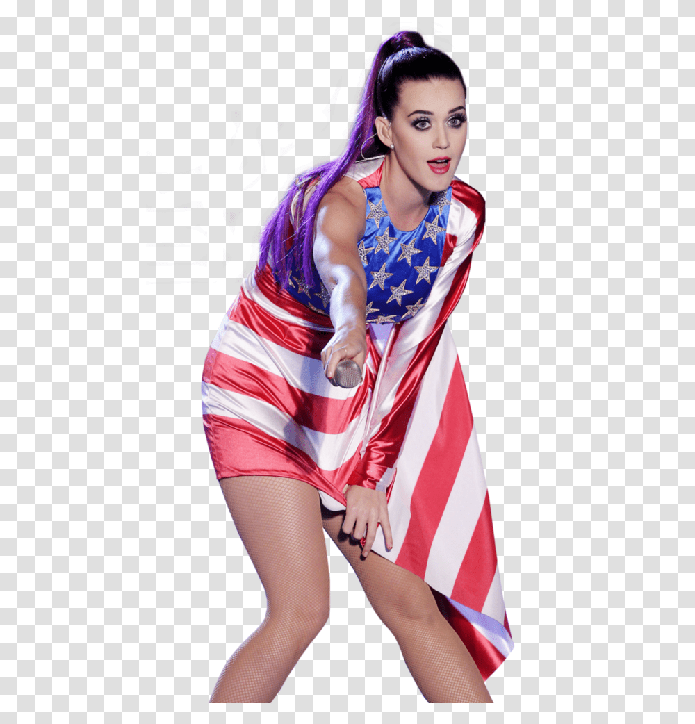 Download Katy Perry American Flag Image For Free Katy Perry, Costume, Person, Clothing, Symbol Transparent Png
