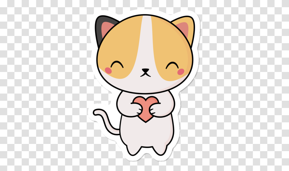 Download Kawaii Cute Cat With A Heart Cuteness Full Size Cat With Heart, Toy, Plush, Doll, Rattle Transparent Png