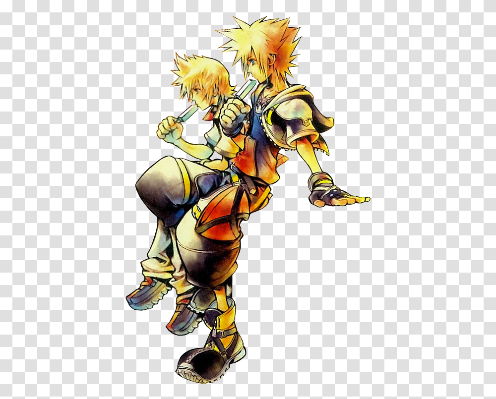 Download Kingdom Hearts 2 Graphic Black And White Stock Kingdom Hearts Sora And Roxas, Person, Hand, Costume, Book Transparent Png