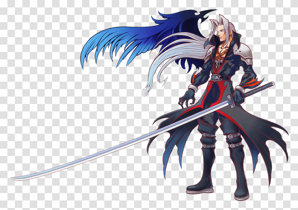 Download Kingdom Hearts Sephiroth Kingdom Hearts Final Fantasy Sephiroth, Person, Human, Weapon, Weaponry Transparent Png
