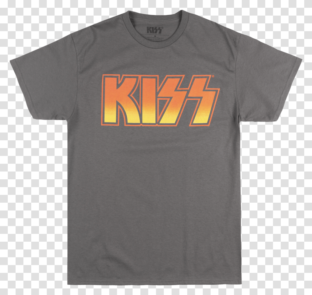Download Kiss Band Logo T Shirt Charcoal Rock Music Tee Mens Active Shirt, Clothing, Apparel, T-Shirt Transparent Png