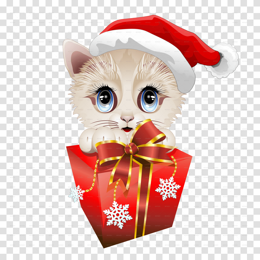 Download Kitten Clipart Christmas Santa Kittens, Gift, Snowman, Winter, Outdoors Transparent Png