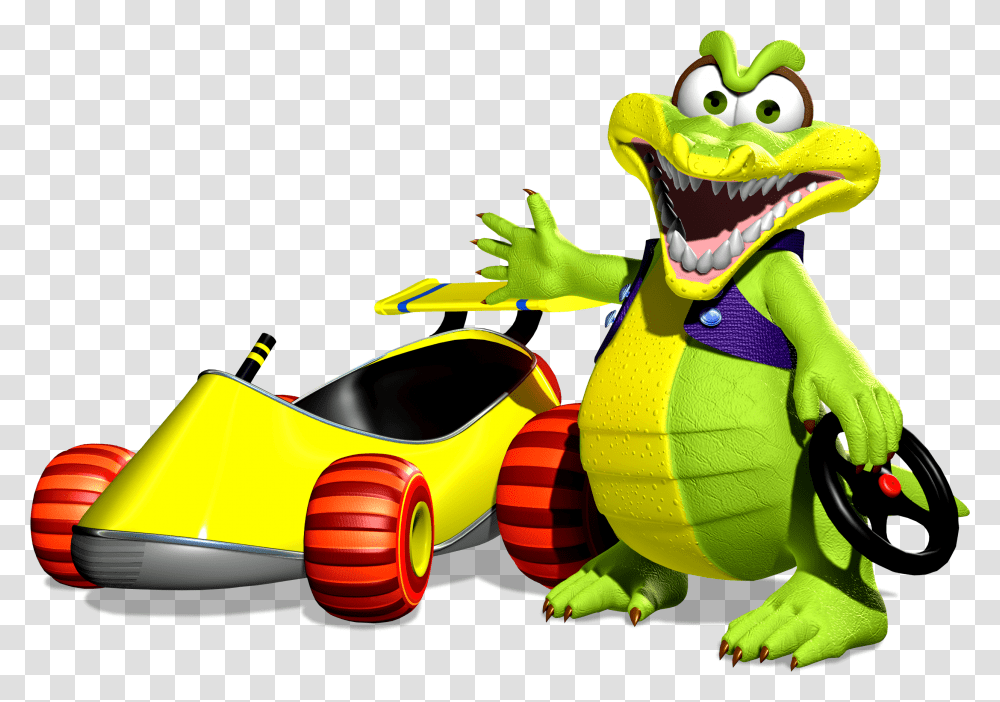Download Krunch And His Car In Diddy Kong Racing Ds Diddy Kong Racing, Toy, Reptile, Animal, Lizard Transparent Png