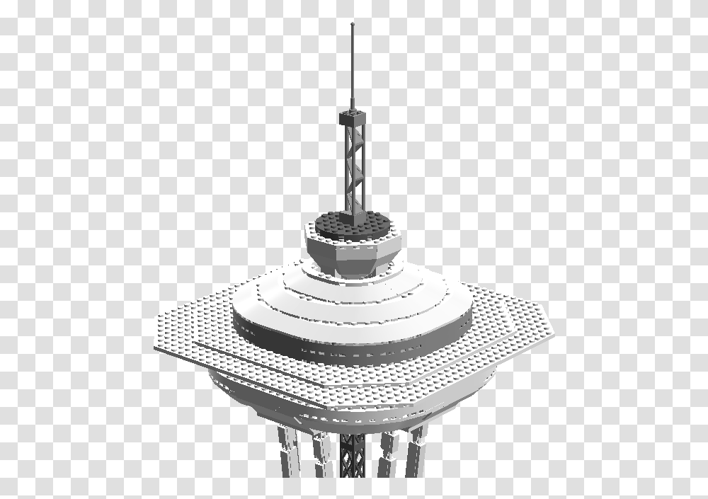 Download Lego Space Needle Control Tower Full Size Monochrome, Wedding Cake, Dessert, Food, Architecture Transparent Png