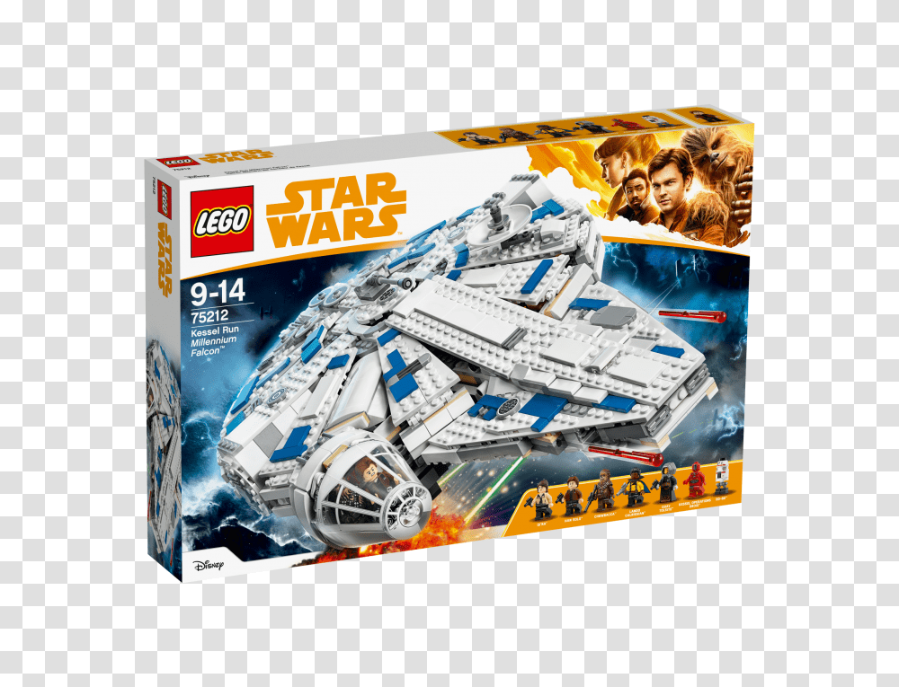 Download Lego Star Wars Conf Pegasus Lego Kessel Run Lego Star Wars Han Solo Sets 2018, Person, Toy, Text, Spaceship Transparent Png