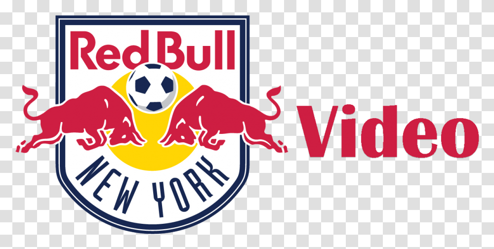 Download Let's Go To The Videotape New York Red Bulls Logo Red Bull Salzburg, Symbol, Trademark, Text, Alphabet Transparent Png