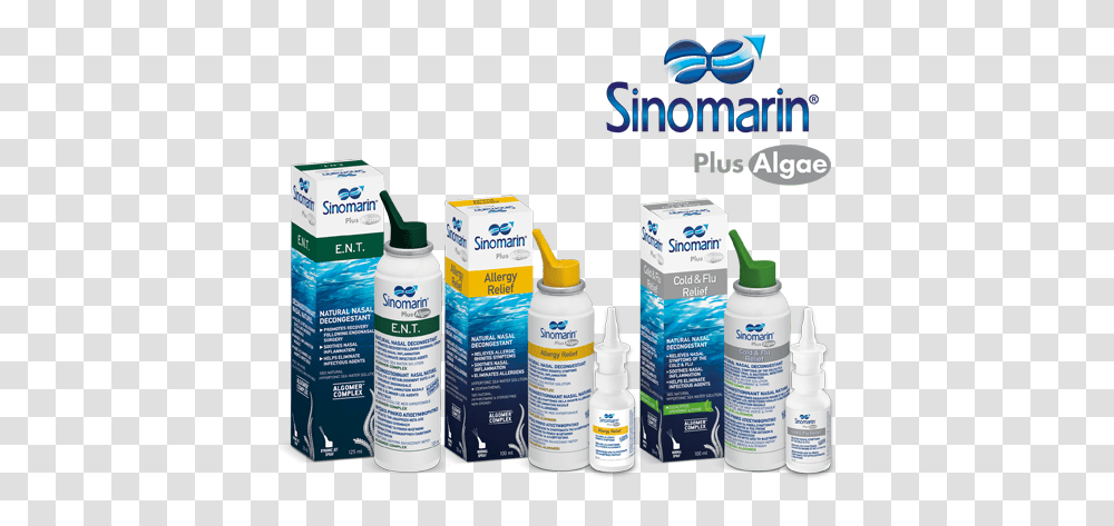 Download Like All Sinomarin Products Plus Algae Line Sinomarin Mini Spray Cold Flu, Cosmetics, Label, Text, Bottle Transparent Png