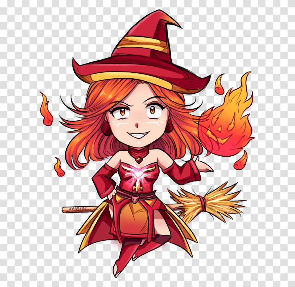 Download Lina The Fire Witchartwork Cartoon Fire Witch Dota 2 Lina, Comics, Book, Manga, Hat Transparent Png