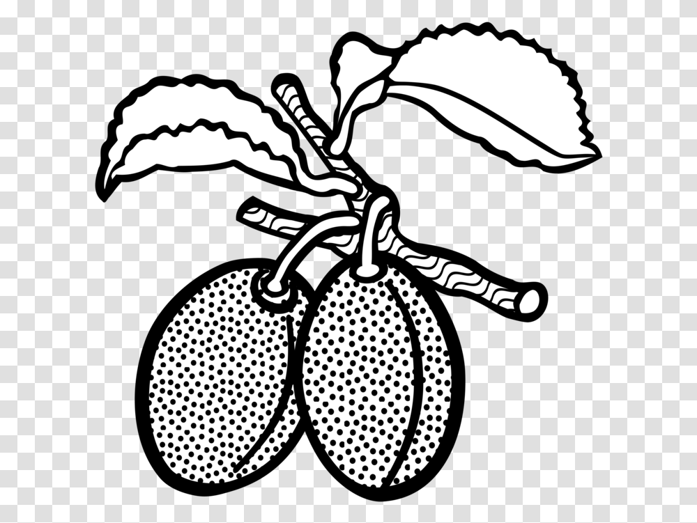 Download Line Art Plum Drawing Computer Icons Fruit Plum Plum The Fruit Clipart Black And White, Plant, Food Transparent Png