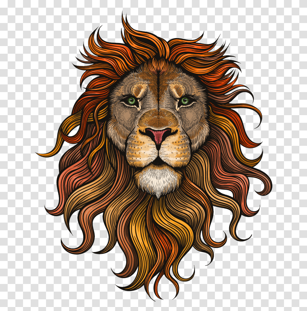 Download Lion Vector Color Lion Image With No Lion Head With Crown, Mammal, Animal, Wildlife, Pattern Transparent Png