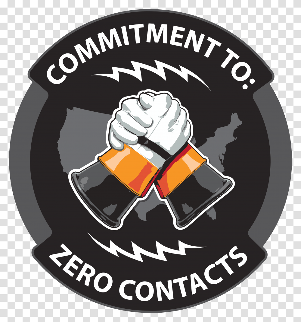 Download Logo W Gloved Hand Commitment To Zero Contacts, Trademark, Fist, Emblem Transparent Png