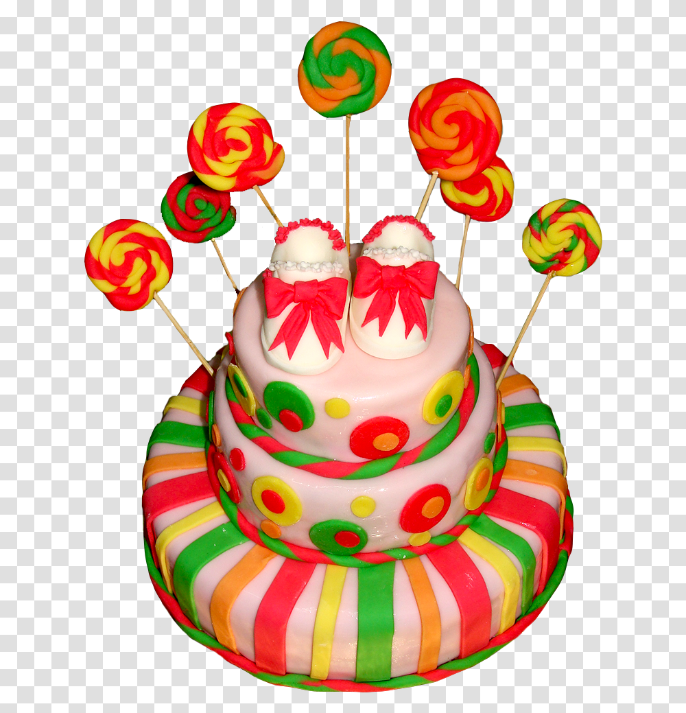 Download Lolipop Birthday Cake Full Size Image Pngkit Birthday Cake, Dessert, Food, Lollipop, Candy Transparent Png