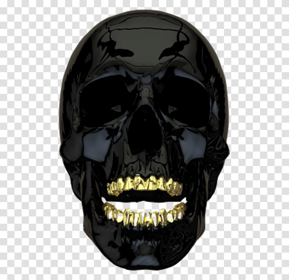 Download London Grillz Skull With Gold Skull Grillz, Helmet, Clothing, Apparel, Batman Transparent Png