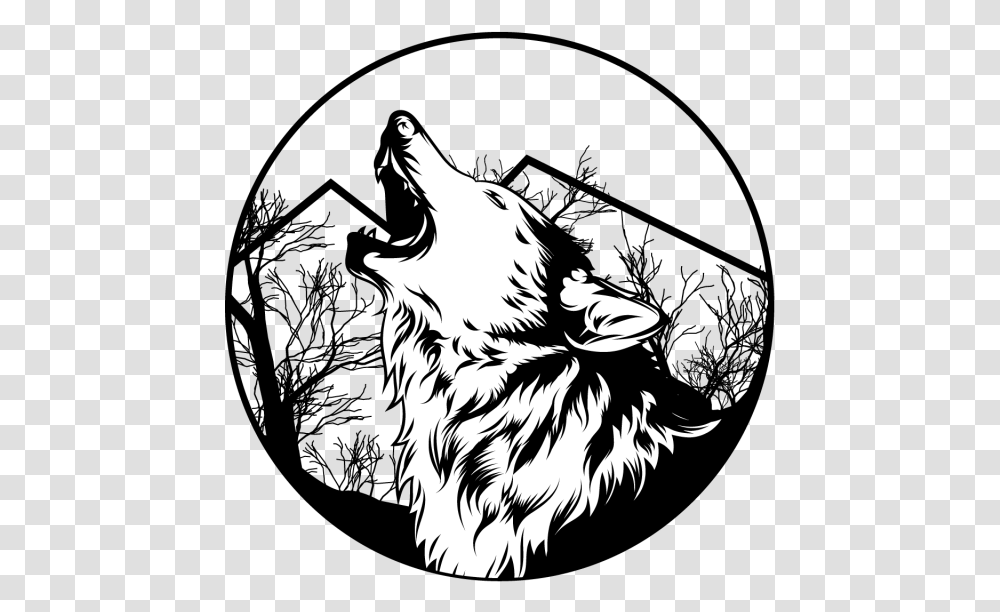 Download Lone Wolf Vector Illustration Black And White Vector Wolf, Mammal, Animal, Zebra, Wildlife Transparent Png