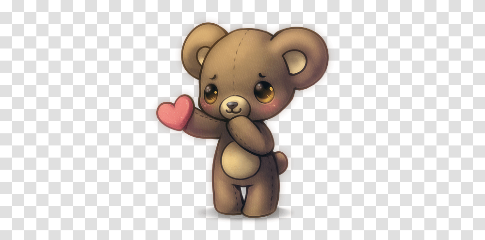 Download Love Cute Anime Animals Bear Heart Kawaii Cute Sad Teddy Bear Cartoon, Toy, Plush, Figurine, Inflatable Transparent Png