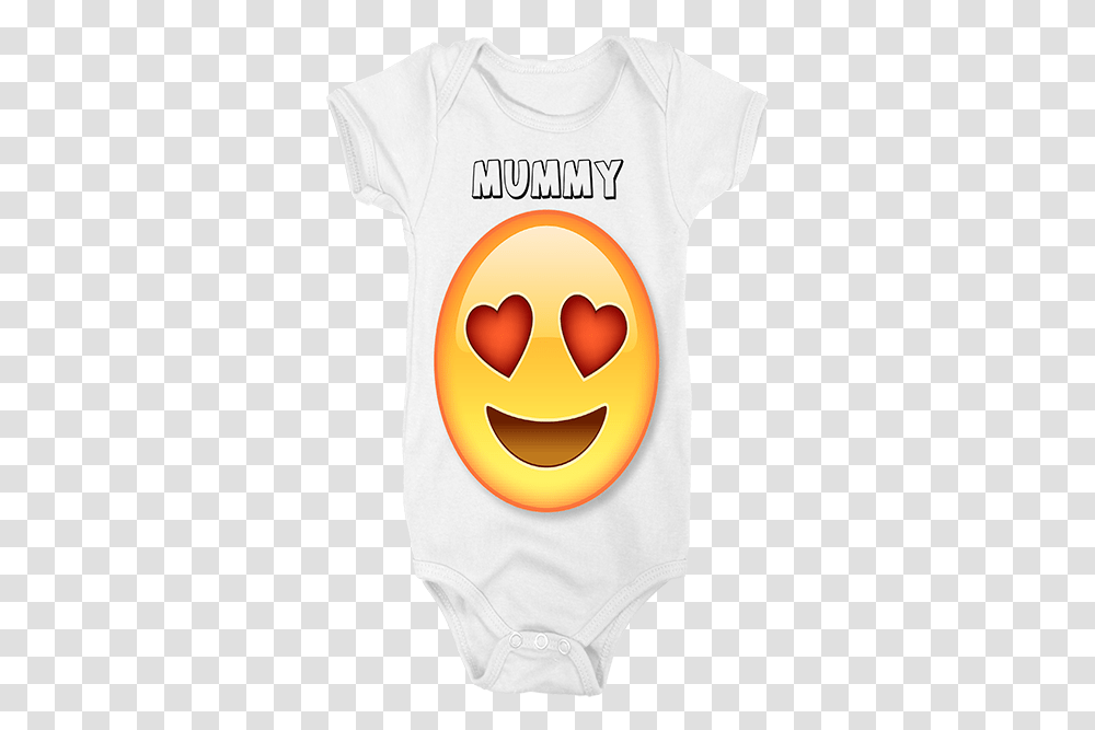 Download Love Heart Emoji Customised Baby Grow Love Full Smiley, Clothing, Apparel, T-Shirt, Stain Transparent Png
