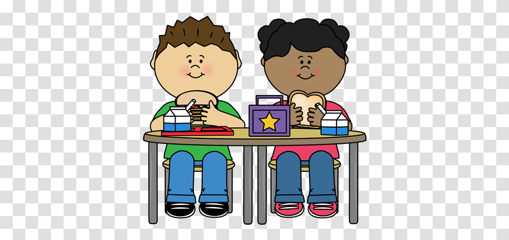 Download Lovely Kid Eating Breakfast Clipart School Lunch Boys Eating Sandwiches Clipart, Reading, Outdoors, Crowd, Audience Transparent Png