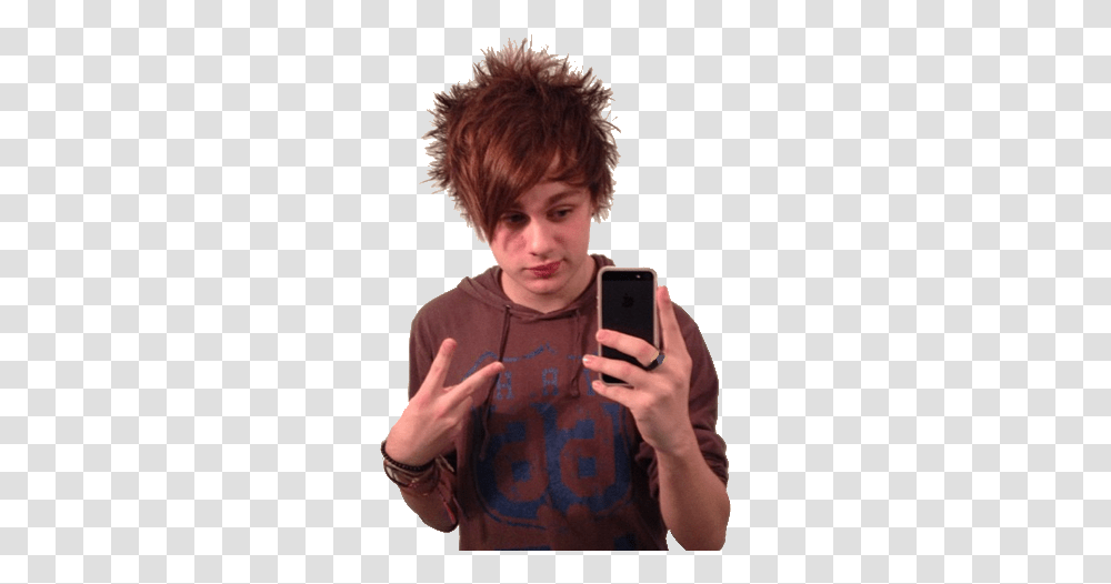 Download Luke Hemmings Michael Michael Clifford Brown Hair, Mobile Phone, Electronics, Cell Phone, Person Transparent Png