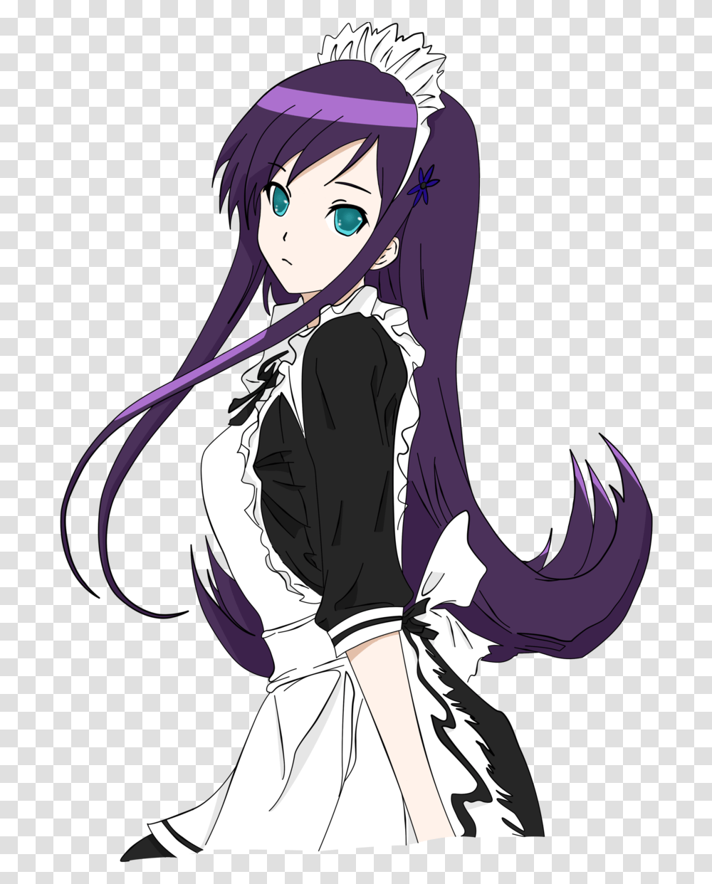 Download Maid Drawing Free Purple Hair Maid Anime, Manga, Comics, Book, Person Transparent Png