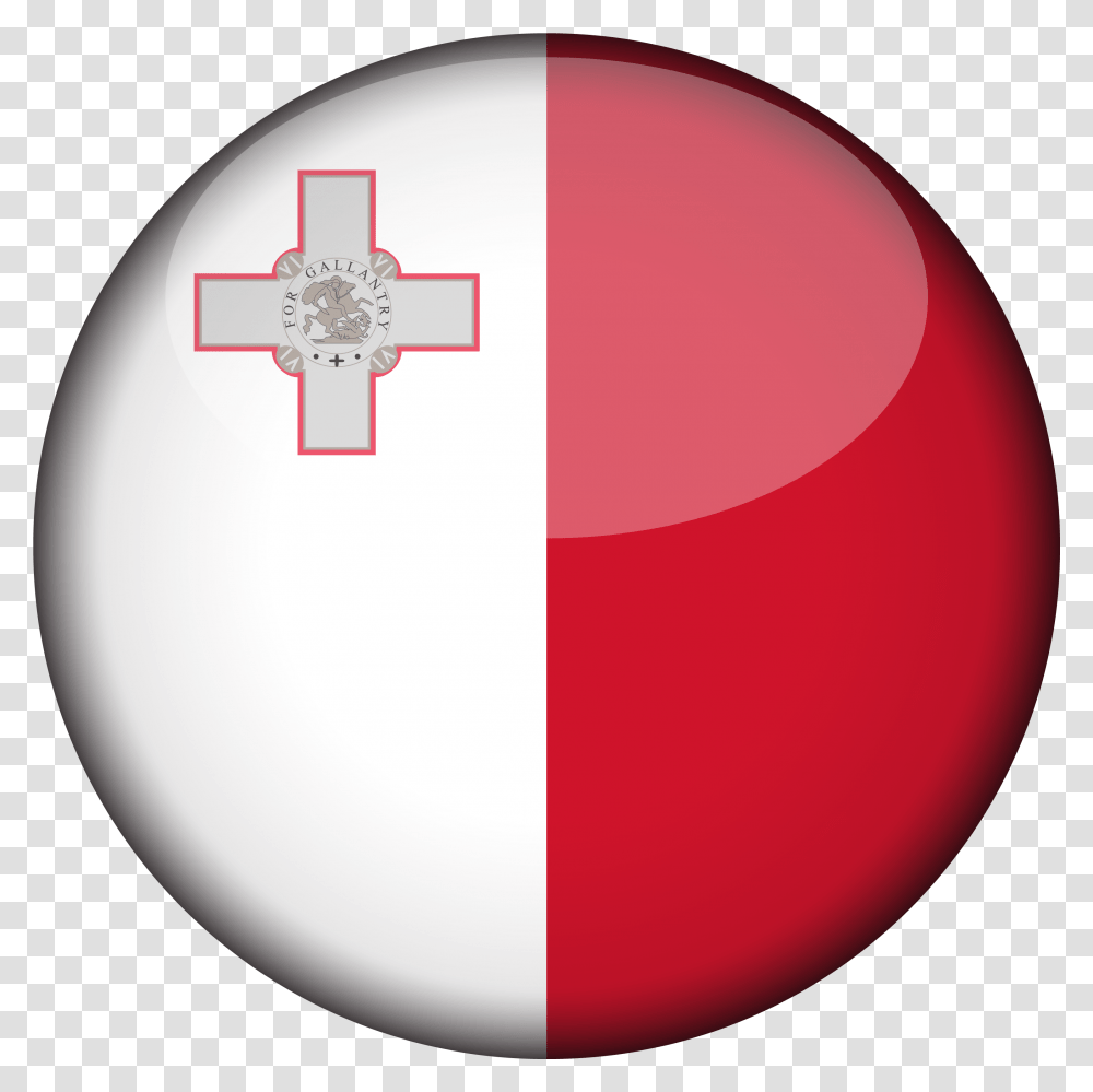 Download Malta Flag 3d Round Xl Malta Flag Icon Image Malta Flag Round, Balloon, Sphere, Symbol Transparent Png