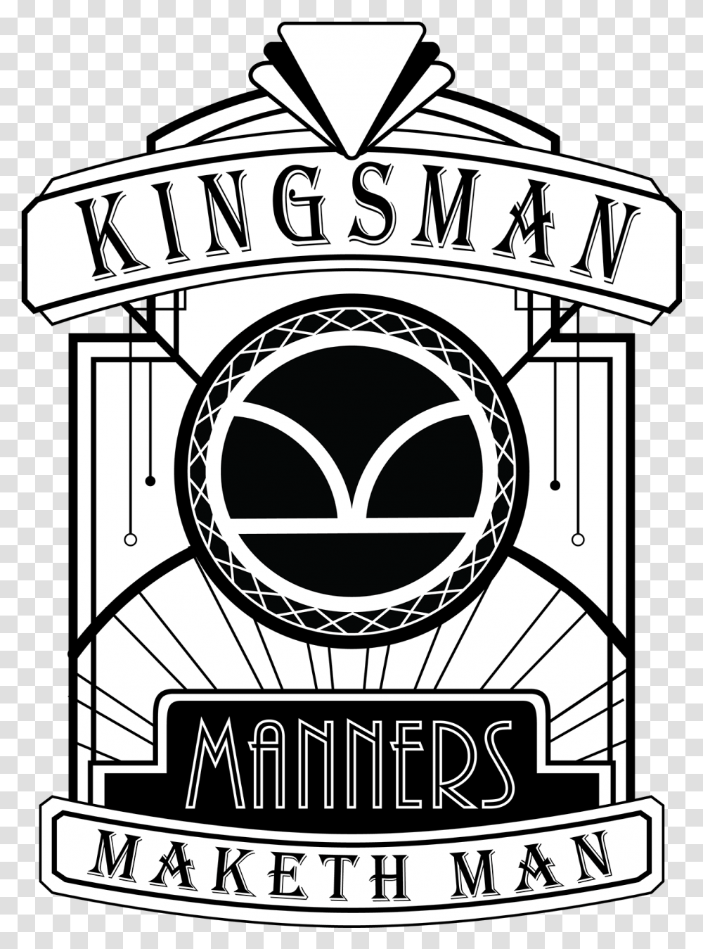 Download Man Art Print Image With Kingsman Logo Black And White, Symbol, Label, Text, Building Transparent Png