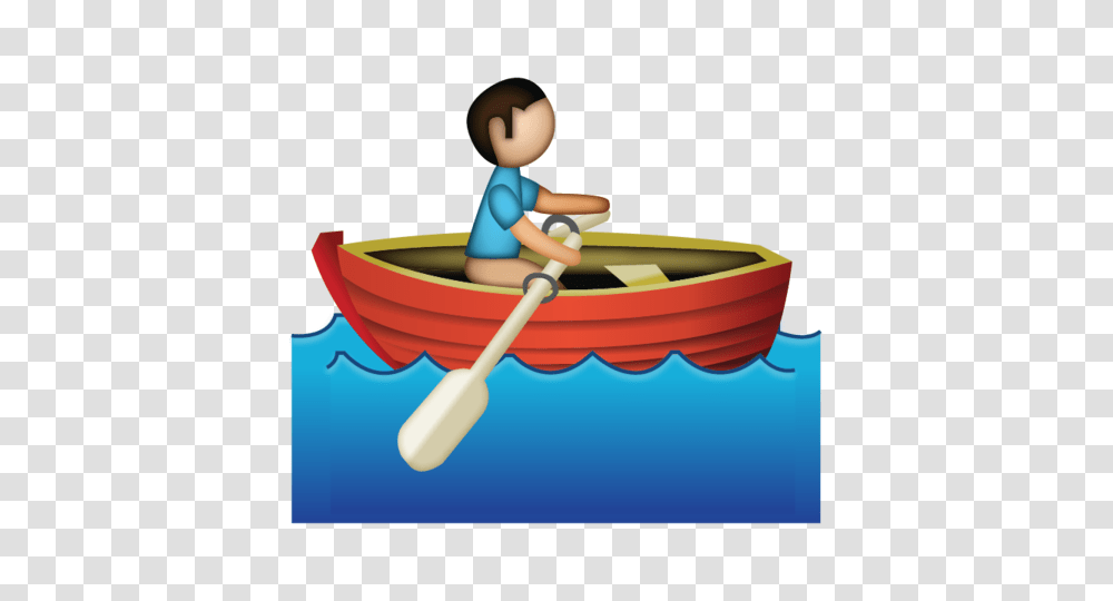 Download Man Rowing Emoji Emoji Island, Boat, Vehicle, Transportation, Rowboat Transparent Png