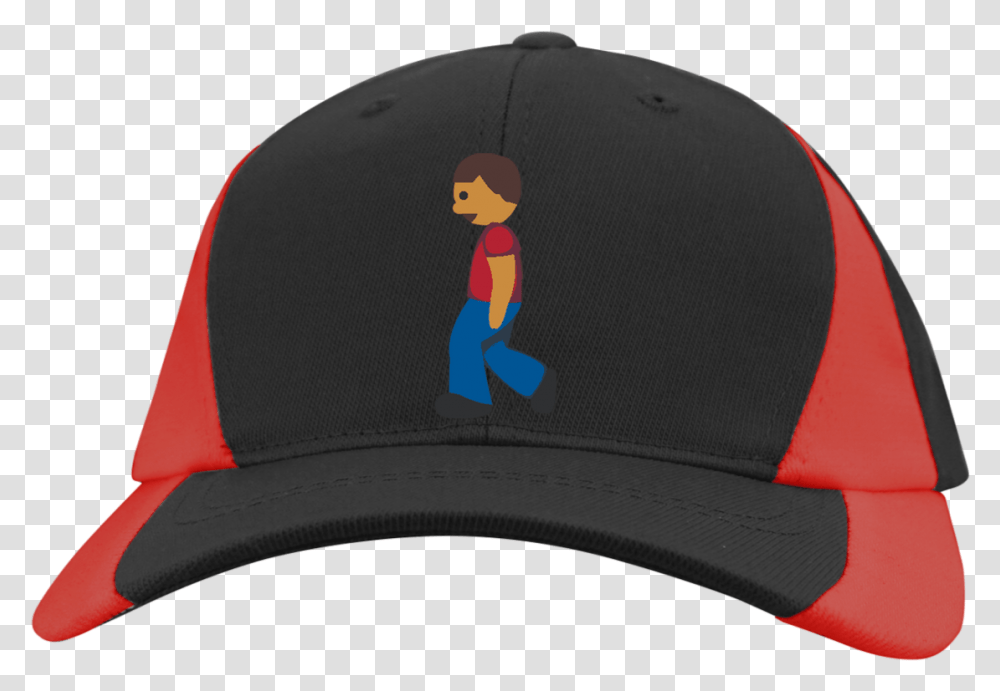 Download Man Walking Emoji Ystc11 Sport Tek Youth M Baseball Cap, Clothing, Apparel, Hat, Swimwear Transparent Png