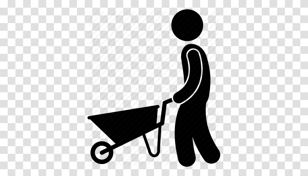 Download Man Wheelbarrow Icon Clipart Computer Icons Wheelbarrow, Piano, Musical Instrument, Silhouette, Tie Transparent Png