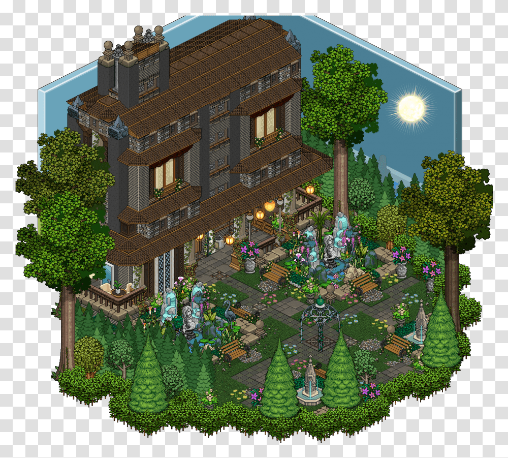Download Mansion Habbo Minecraft Plan House Free Hq Habbo House, Outdoors, Nature, Neighborhood, Urban Transparent Png