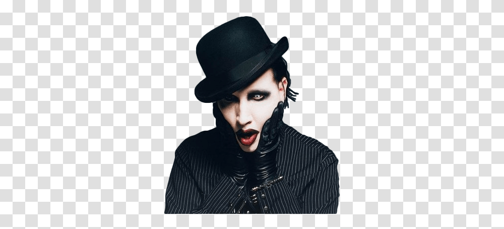 Download Marilyn Manson Bowler Hat Marilyn Manson New Mutants, Person, Face, Performer, Clothing Transparent Png