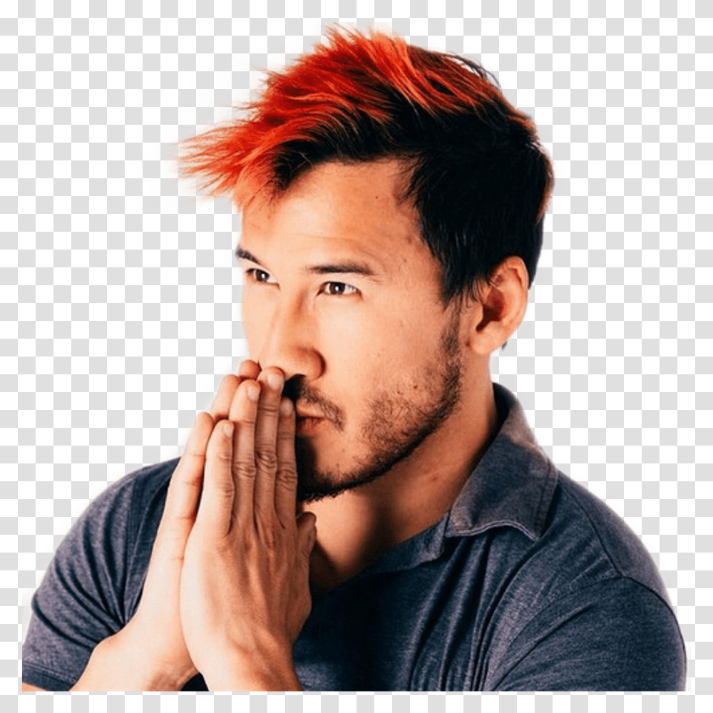 Download Markiplier Marimoo Mark Redhair Youtuber Freetoedit You Want The Booty But, Face, Person, Human, Worship Transparent Png