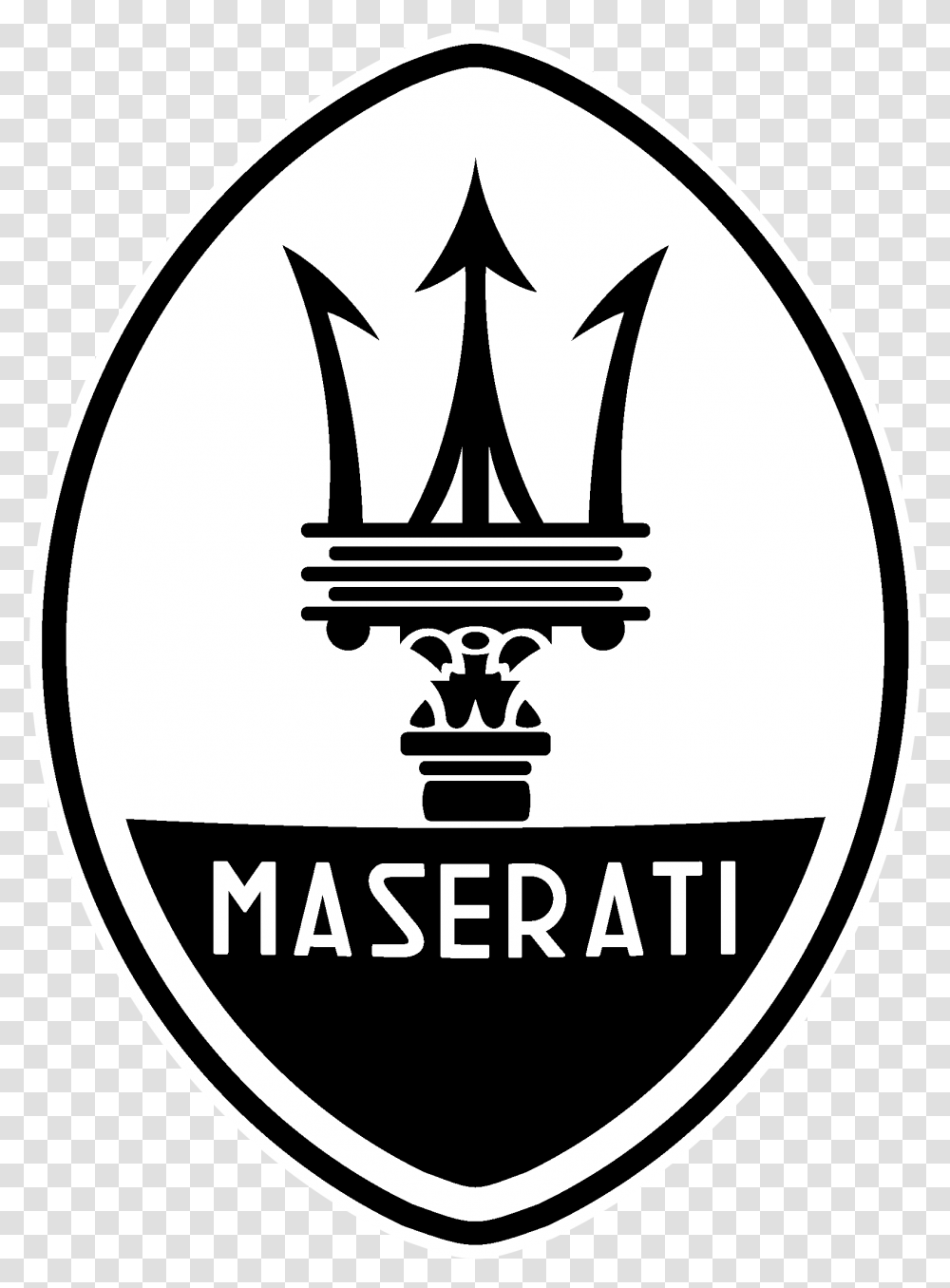 Download Maserati Logo Black And White Maserati Logo, Spear, Weapon, Weaponry, Symbol Transparent Png
