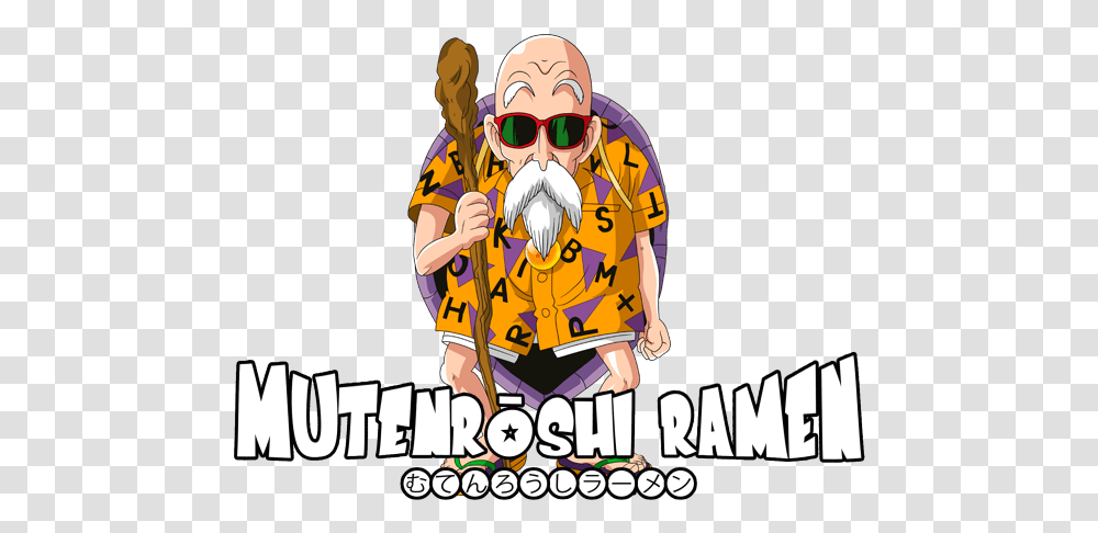 Download Master Roshi Image With No Dragon Ball Maestro Roshi, Sunglasses, Person, Clothing, Poster Transparent Png