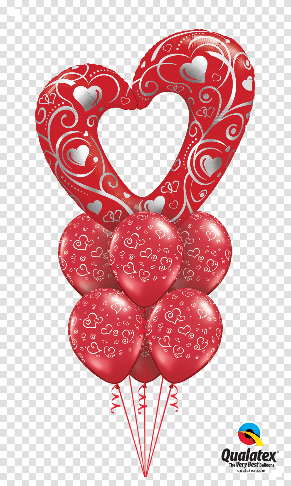 Download Mega Heart Balloon Bouquet Valentine's Day Transparent Png