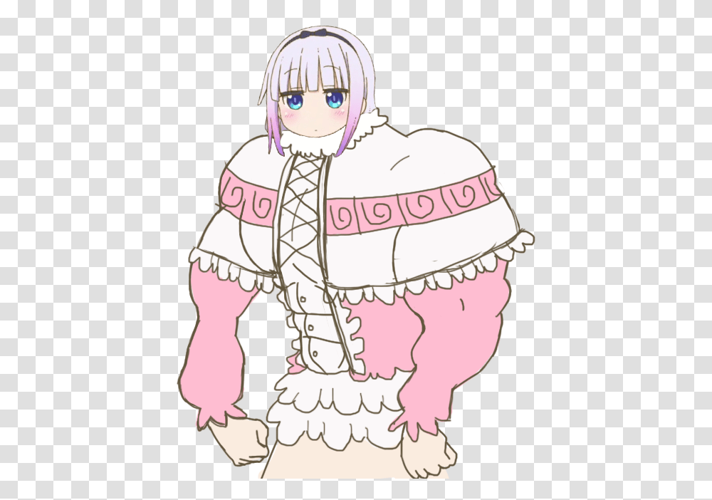 Download Memedon't Mess With Kanna Buff Kanna Full Size Dragon Maid Loli, Person, Art, Drawing, Clothing Transparent Png