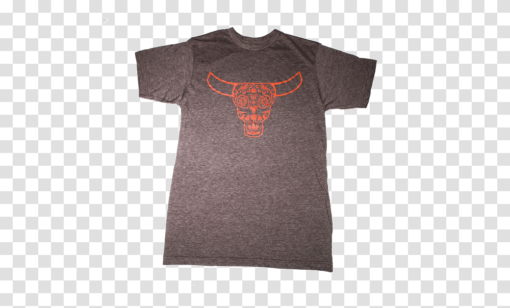 Download Mens Brown T Shirt Orange Skull Texas Longhorn Texas Longhorn, Clothing, Apparel, T-Shirt Transparent Png