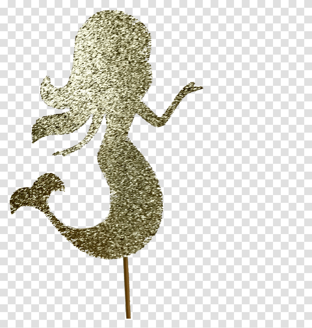 Download Mermaid Gold Glitter Cake Topper Illustration Gold Mermaid, Cross, Symbol, Sea Life, Animal Transparent Png