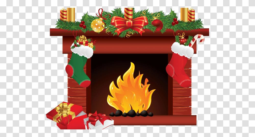 Download Merry Christmas Clipart Fireplace Christmas Chimney Christmas, Stocking, Christmas Stocking, Gift, Indoors Transparent Png