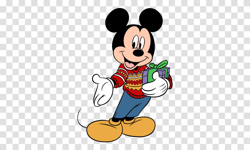 Download Merry Christmas Clipart Minnie Mouse Mickey Mouse Wearing Sweater, Performer, Elf, Hand, Poster Transparent Png