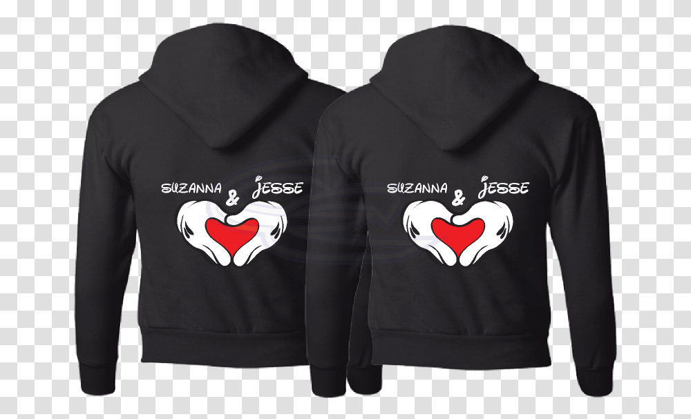 Download Mickey Mouse Heart Hand Signs Mickey Mouse Hoodie, Clothing, Apparel, Sweatshirt, Sweater Transparent Png