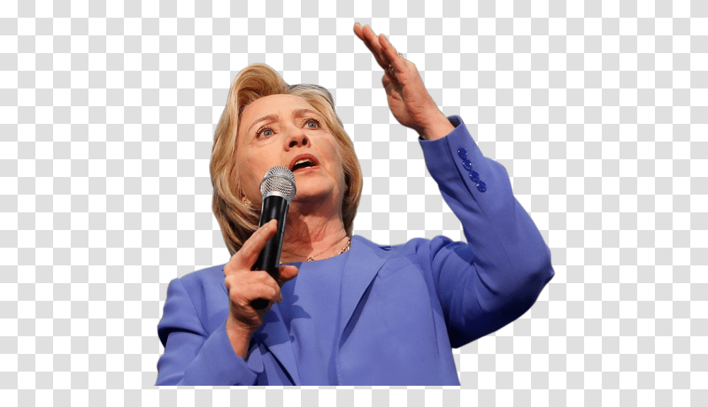 Download Microphone United Clinton Speaking Us States Hillary Clinton Clear Background, Audience, Crowd, Person, Human Transparent Png
