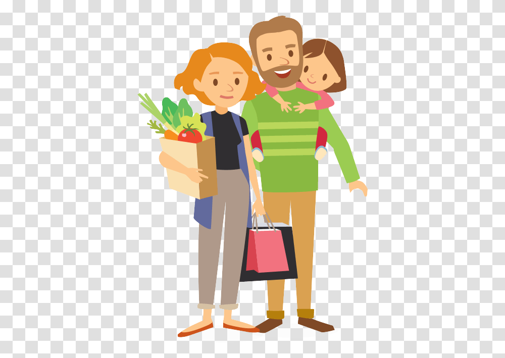 Download Middle Working Parents, Shopping, Family, Hand Transparent Png