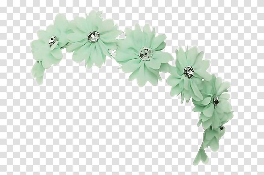 Download Mint Transpa Flower Crown Green Flower Crown, Floral Design, Pattern, Graphics, Art Transparent Png