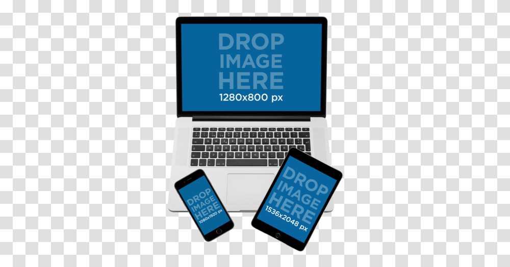 Download Mockup Of A Macbook Pro With Ipad Mini And Iphone Macbook Pro, Mobile Phone, Electronics, Cell Phone, Pc Transparent Png