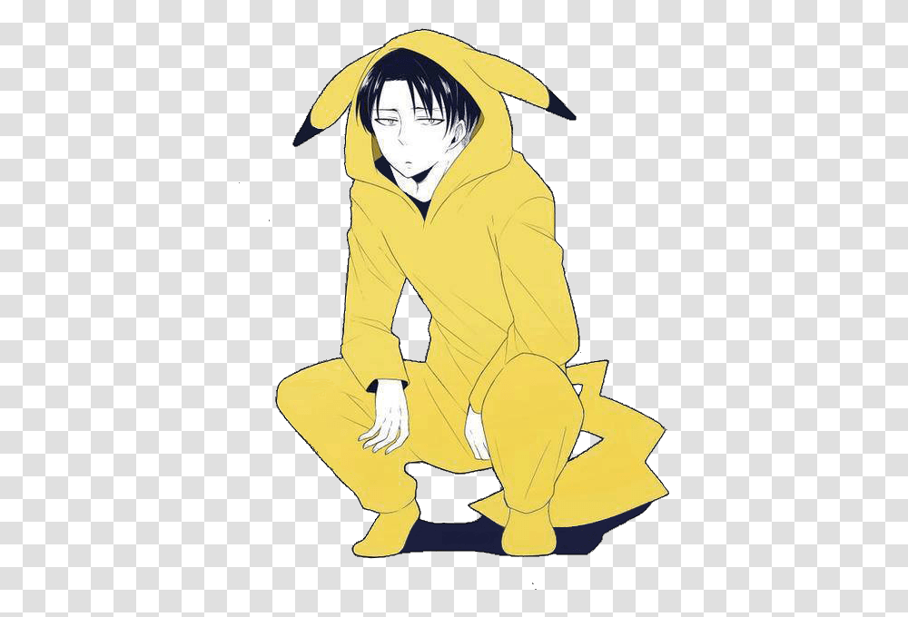 Download Module Levi Ackerman Pikachu Image With No Pikachu Hoodie Anime Character, Person, Human, Book, Comics Transparent Png